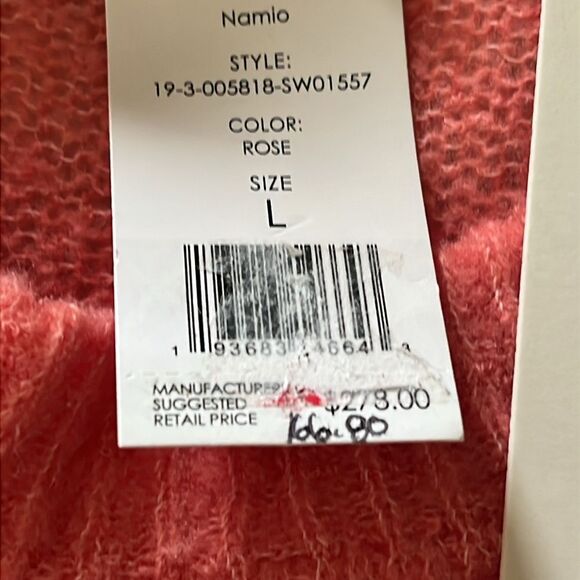 New! JOIE Wool Blend Namio Sweater Button Detail Color: Rose Size Large - Picture 10 of 15